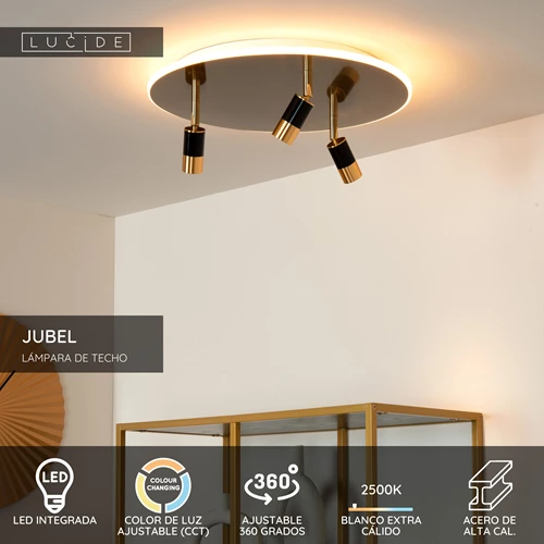 Lucide JUBEL - Lámpara de techo - Ø 48 cm - LED - CCT - 2500K/3000K - Oro mate / Latón - USP